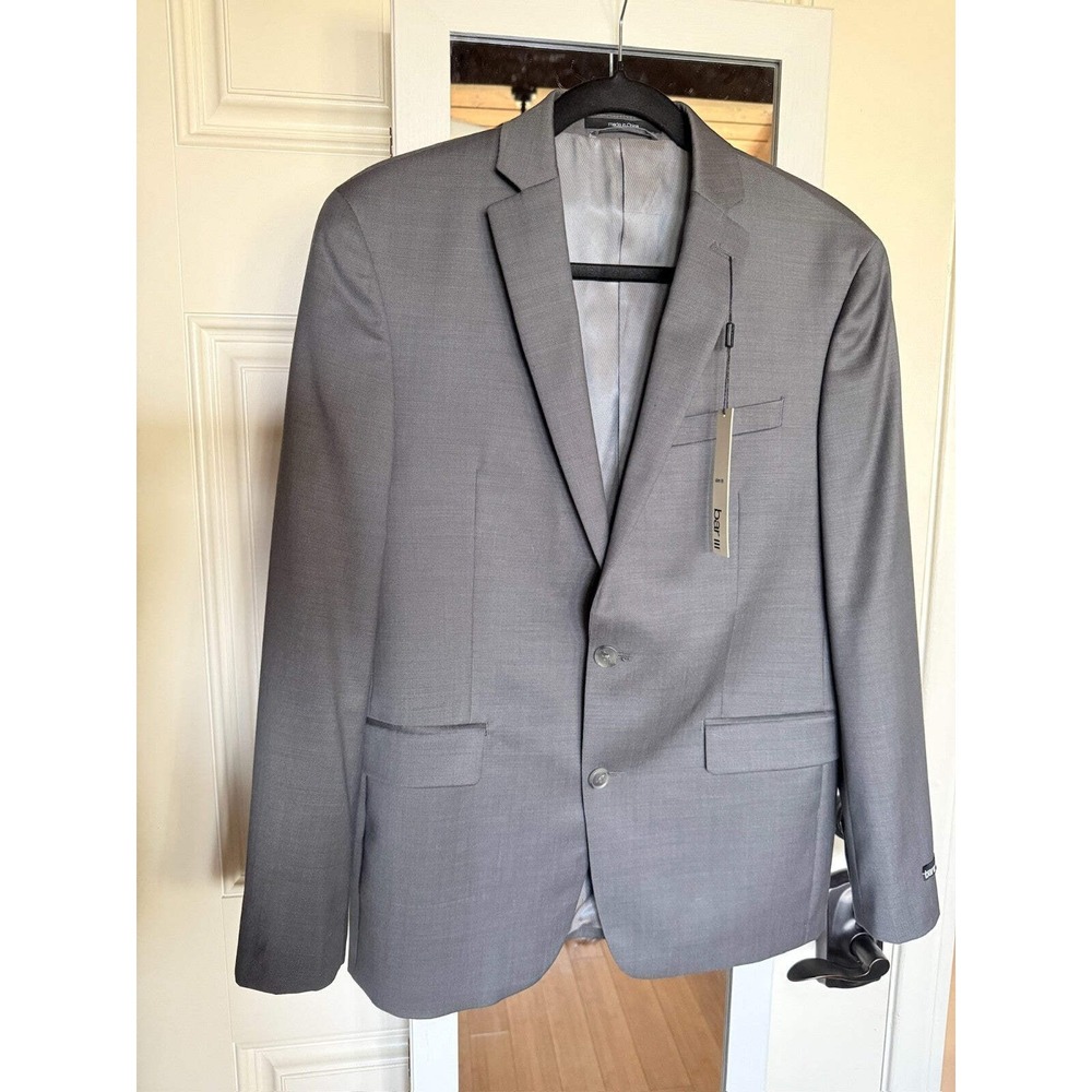 NWT Bar III Mens Gray Sport Coat 38S Slim Fit Suit Blazer Wool Blend Preppy Luxe